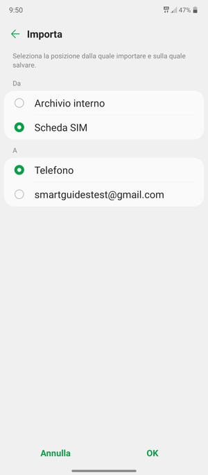 Seleziona il tuo account Google e poi OK