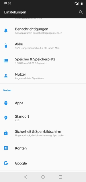 Scrollen Sie und wählen Sie Sicherheit & Sperrbildschirm