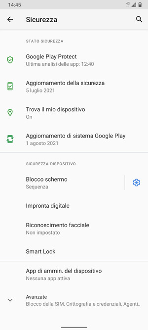 Per cambiare il PIN della scheda SIM, scorri e seleziona Avanzate