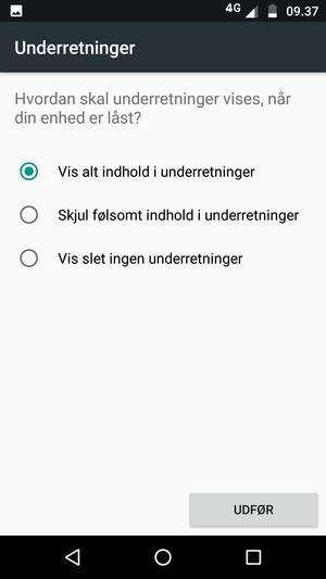 Vælg din foretrukne mulighed og vælg UDFØR