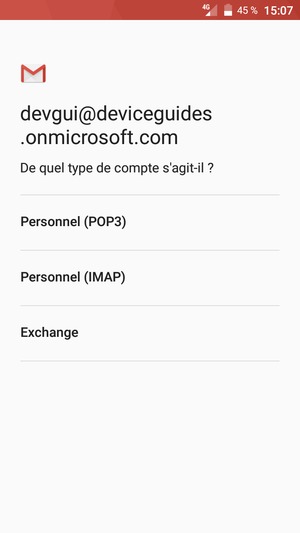 Sélecionnez Exchange