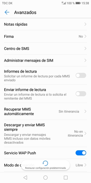 Seleccione Centro de SMS