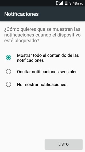 Seleccione la opción deseada y seleccione Listo