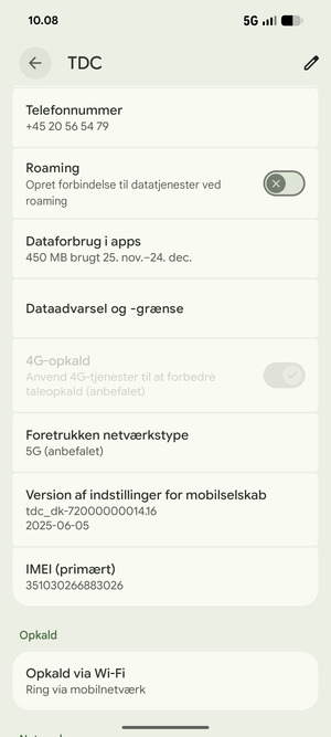Scroll til og vælg Foretrukken netværkstype