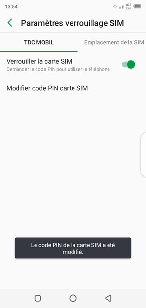 Votre Code PIN a été modifié