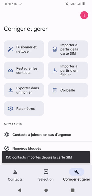 Vos contacts vont être enregistrés sur votre compte Google et dans votre téléphone lors de la prochaine synchronisation de Google.