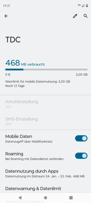 Schalten Sie Roaming an oder aus