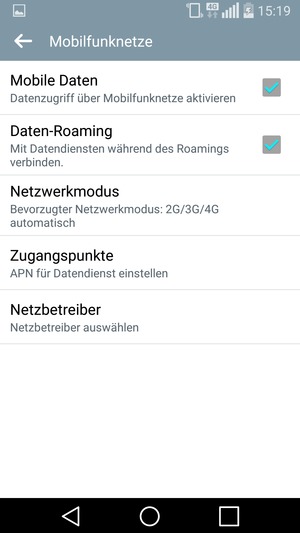 Schalten Sie Daten-Roaming an oder aus