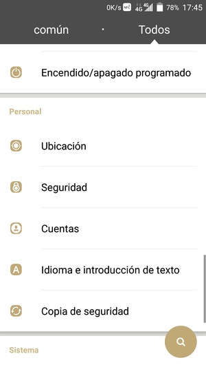 Desplácese y seleccione Cuentas