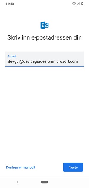 Skriv inn e-postadresse og velg Konfigurer manuelt