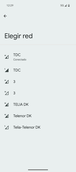 Seleccione un operador de red de la lista