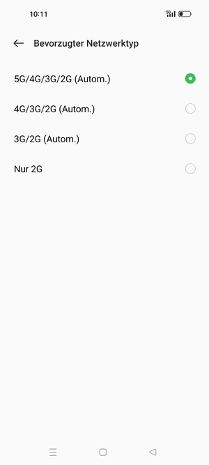 Wählen Sie die gewünschte Option