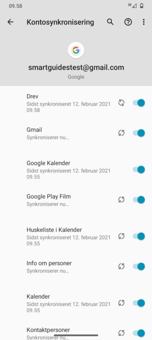 Dine oplysninger vil blive synkroniseret
