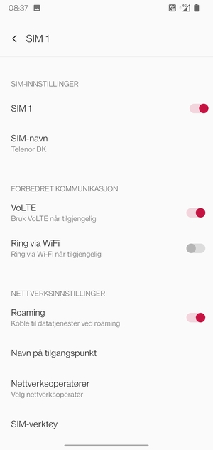 Slå Roaming på eller av