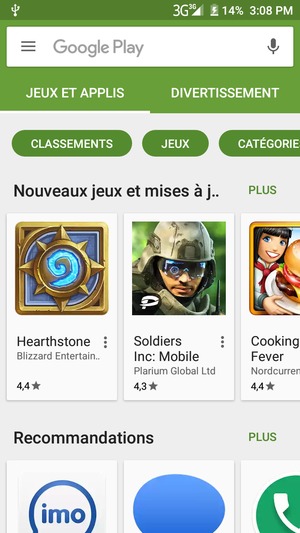 Sélectionnez la barre de Recherche