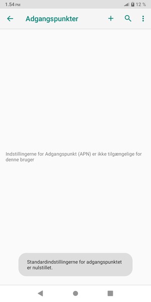 Din telefon vil nulstille til standard internet- og MMS-indstillinger