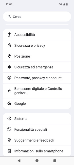 Scorri e seleziona Sistema