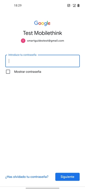 Introduzca su contraseña y seleccione Siguiente