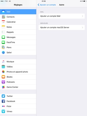 Sélectionnez Ajouter un compte Mail