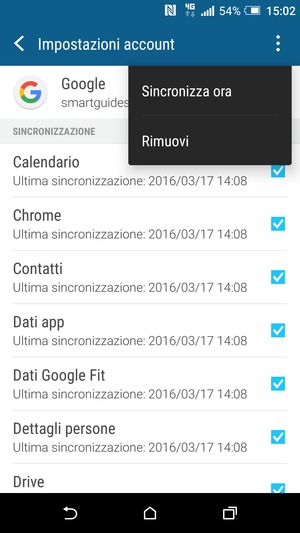 Seleziona Sincronizza ora