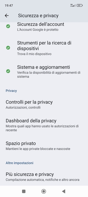Scorri e seleziona Sistema e aggiornamenti