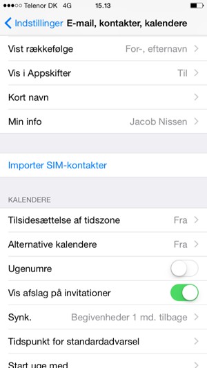 Scroll til og vælg Importer SIM-kontakter