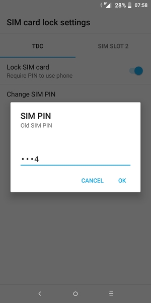 Enter your Old SIM PIN and select OK