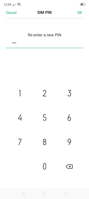Confirm your new PIN for the SIM card and select OK
