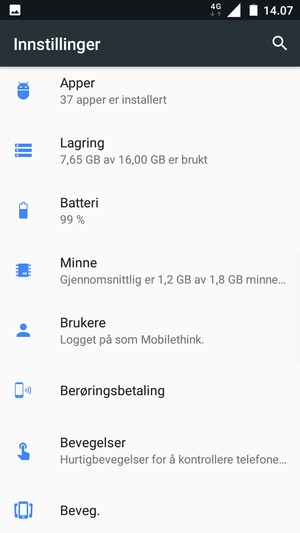 Gå tilbake til Innstillinger-menyen og velg Batteri