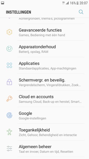 Scroll naar en selecteer Schermvergr. en beveilig.