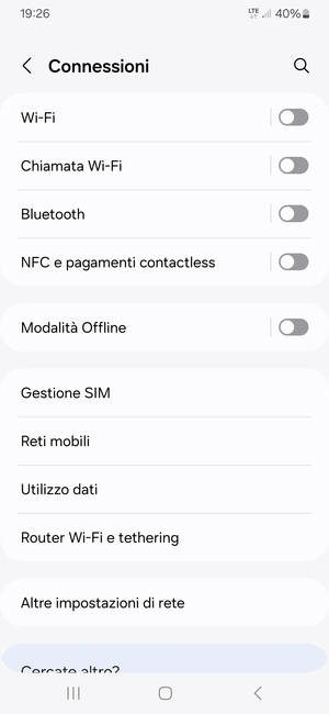 Seleziona Reti mobili