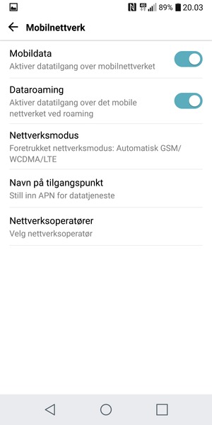 Slå Dataroaming på eller av