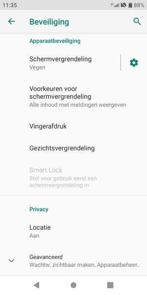 Scroll naar en selecteer Locatie