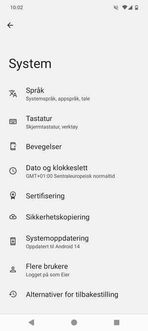 Velg Systemoppdatering