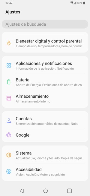Vuelva al menú Ajustes y seleccione Cuentas