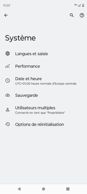 Sélectionnez Sauvegarde