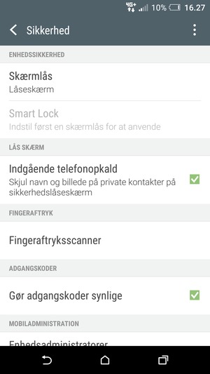 Vælg Skærmlås