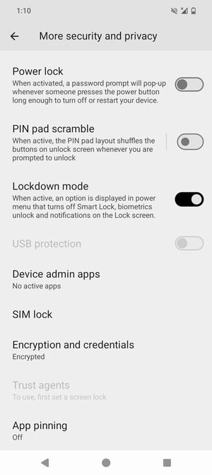 Scroll to and select SIM lock