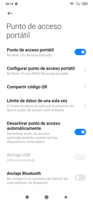 El teléfono ha sido configurado para su uso como módem