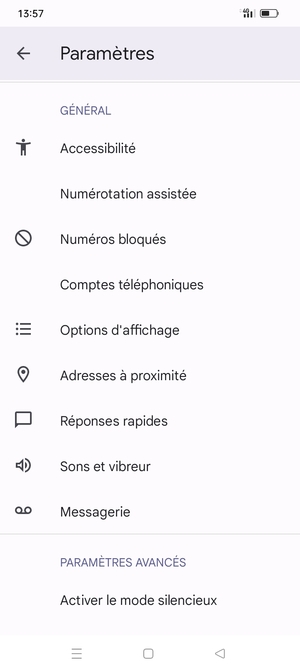 Faites défiler et sélectionnez Messagerie