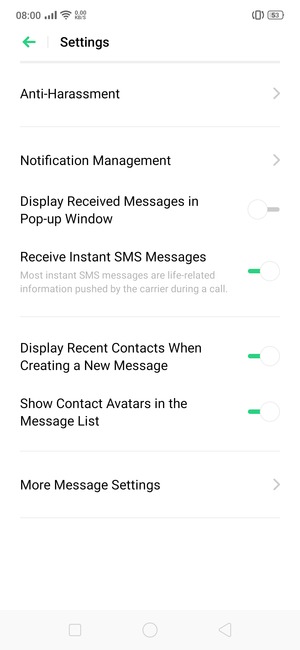Select More Message Settings