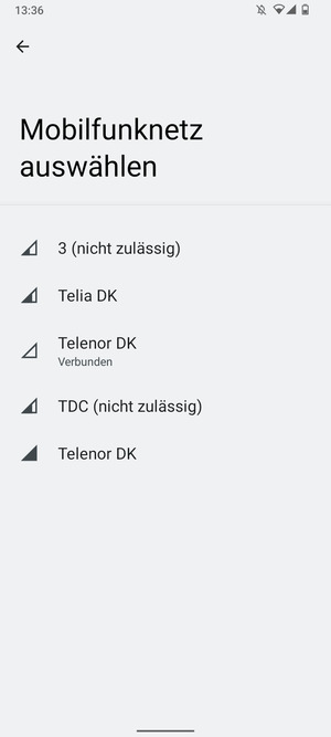 Wählen Sie einen Netzbetreiber von der Liste