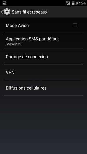 Sélectionnez Partage de connexion