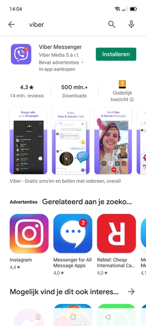 Selecteer de app