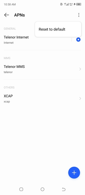 Select Reset to default