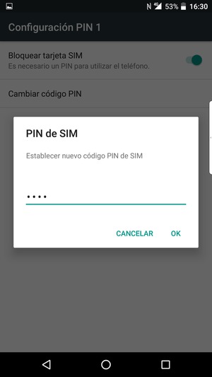 Introduzca su Nuevo código PIN de SIM y seleccione OK