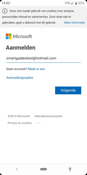 Voer uw e-mailadres in en selecteer Volgende