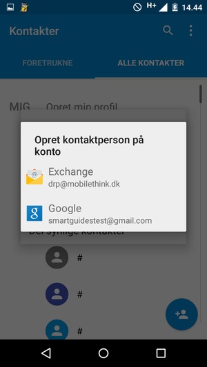 Vælg din Google konto