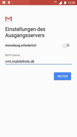 Schalten Sie Anmeldung erforderlich aus und wählen Sie WEITER