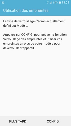 Sélectionnez PLUS TARD